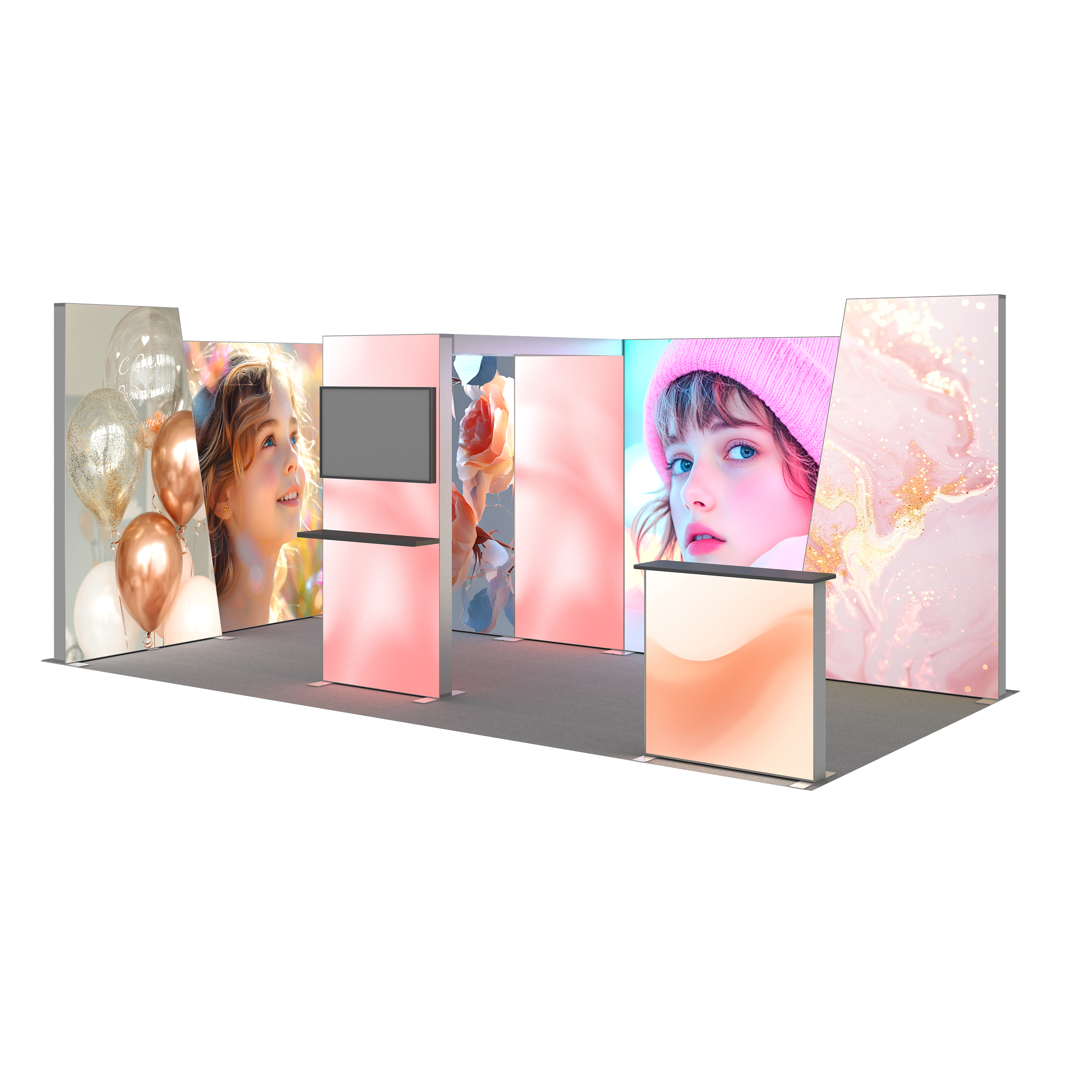 20ftx10ft 120mm SEG Lightbox Exhibtion Booth Solution 206 R1(B4C1C1A1G3D1B4)